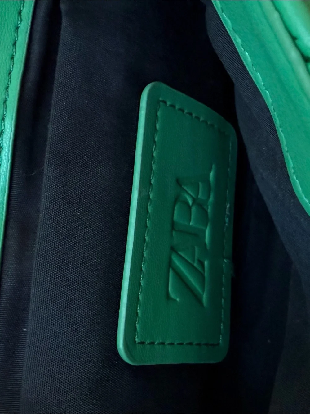 Zara Green quilted and gold metal handbag